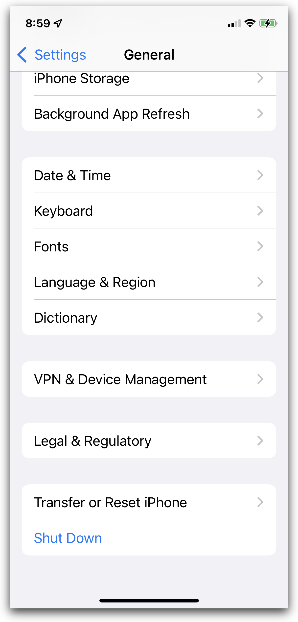 Settings app has no Profiles section any more