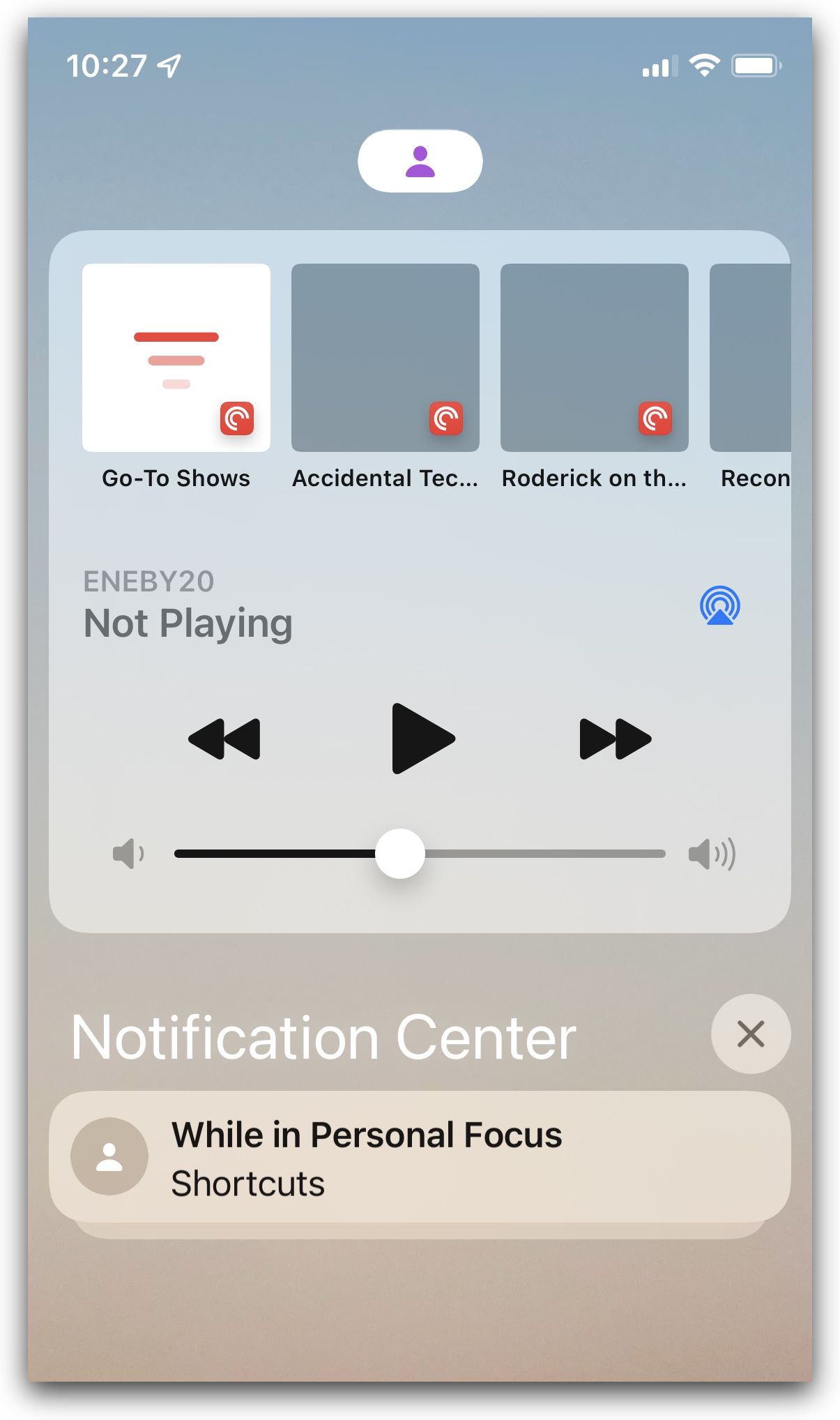Shortcuts notification delivered during focus mode