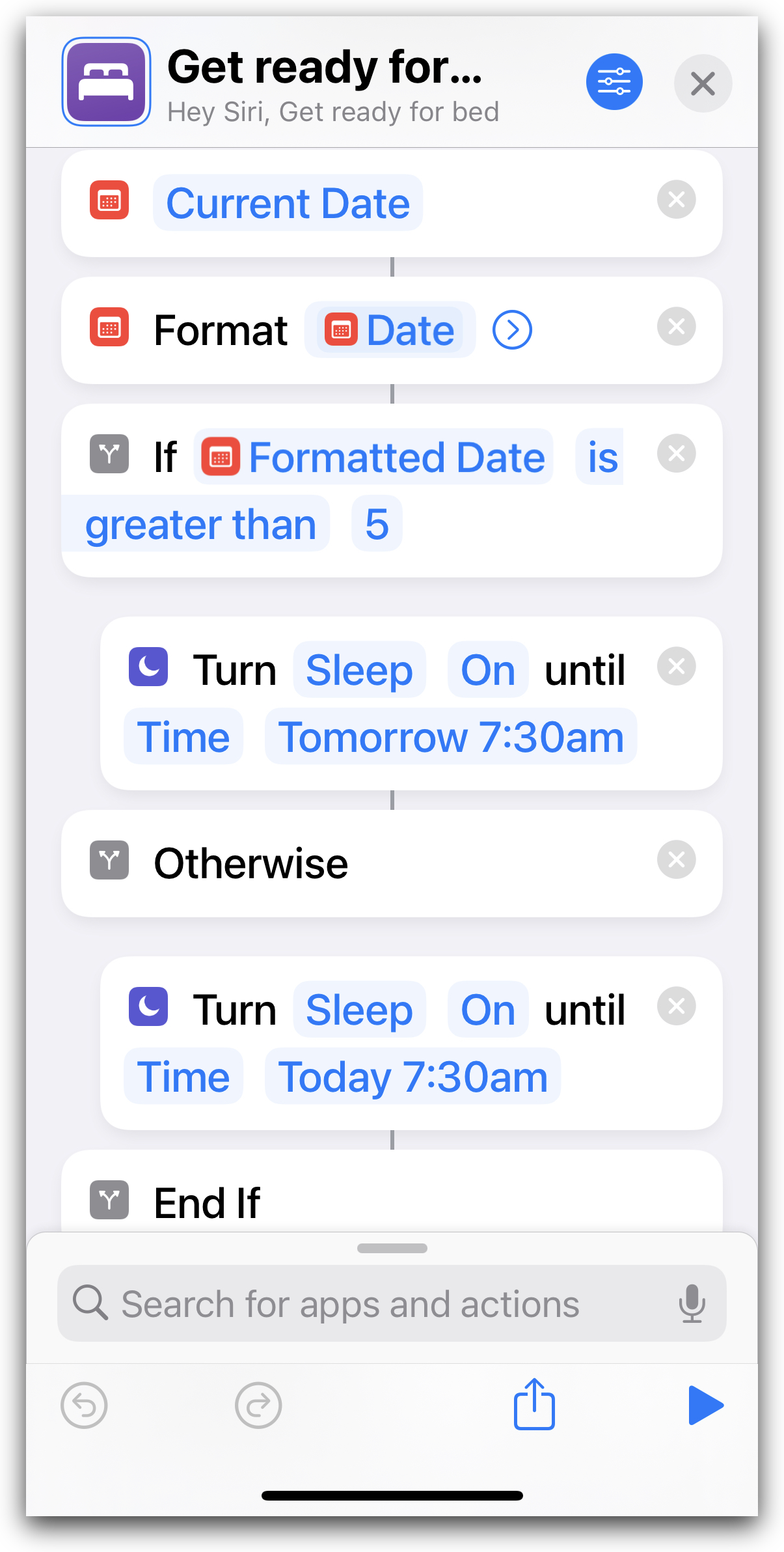 Sleep focus mode implementation in Shortcuts