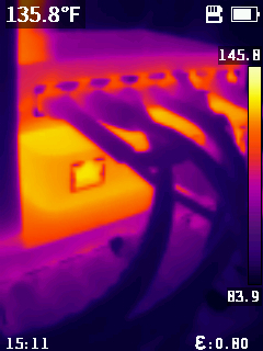 Thermal photo of Ubiquiti Security Gateway and 8-port PoE switch