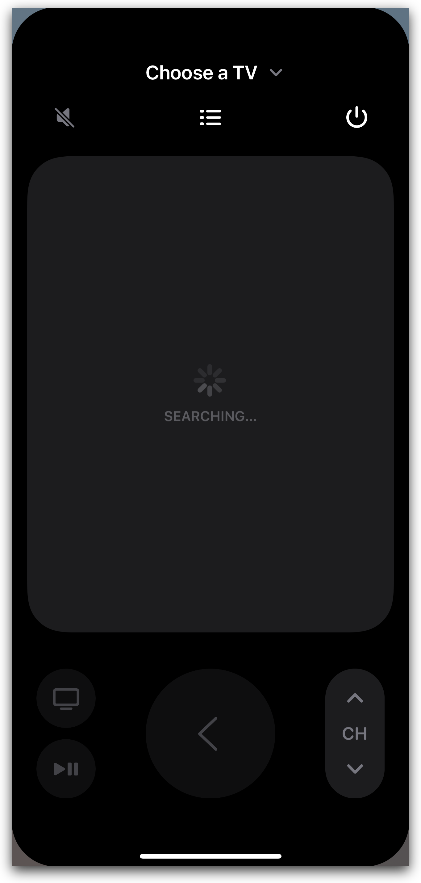 Apple TV Remote UI searches forever